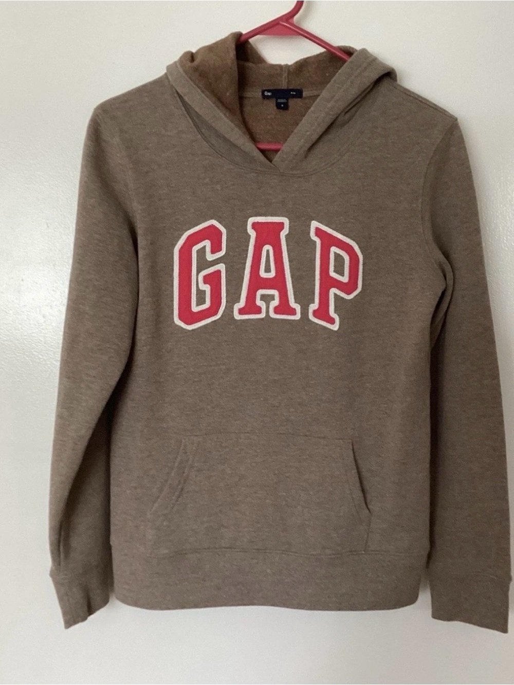 GAP Taupe Hoodie with Pink Logo